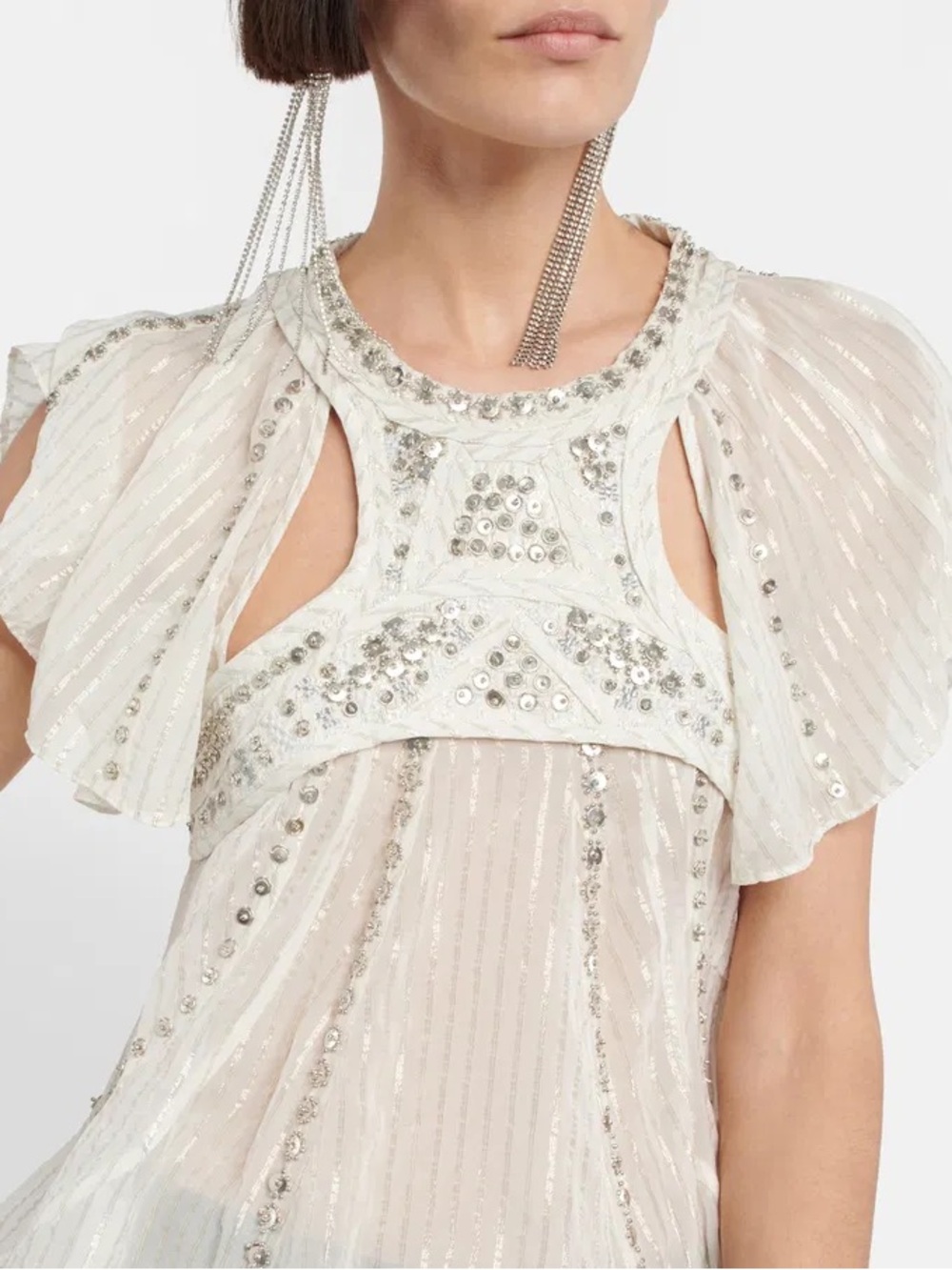 Isabel Marant Orna embroidered cutout silk chiffon top - Picture 2 of 12
